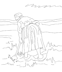 Vincent Van Gogh, A woman with a spade, seen from behind
