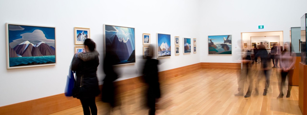 People looking at art in the galleries