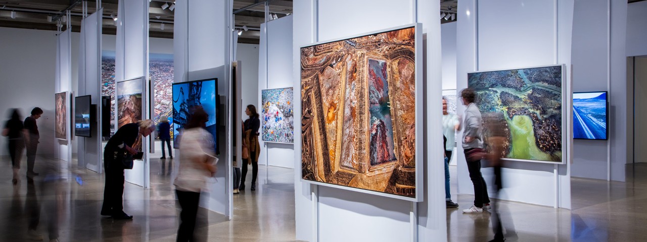 People looking at art in the gallery