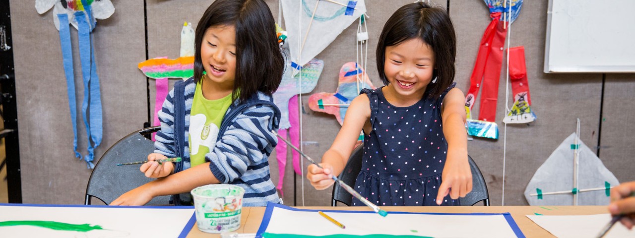 Children making art